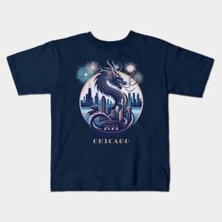 Celestial Dragon Over Chicago - 2024 Lunar New Year Kids T-Shirt